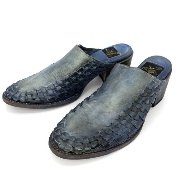 Freebird By Steven Sofia Woven Mules Blue Booties Leather Western Boho Women's 6 - Picture 2 of 6